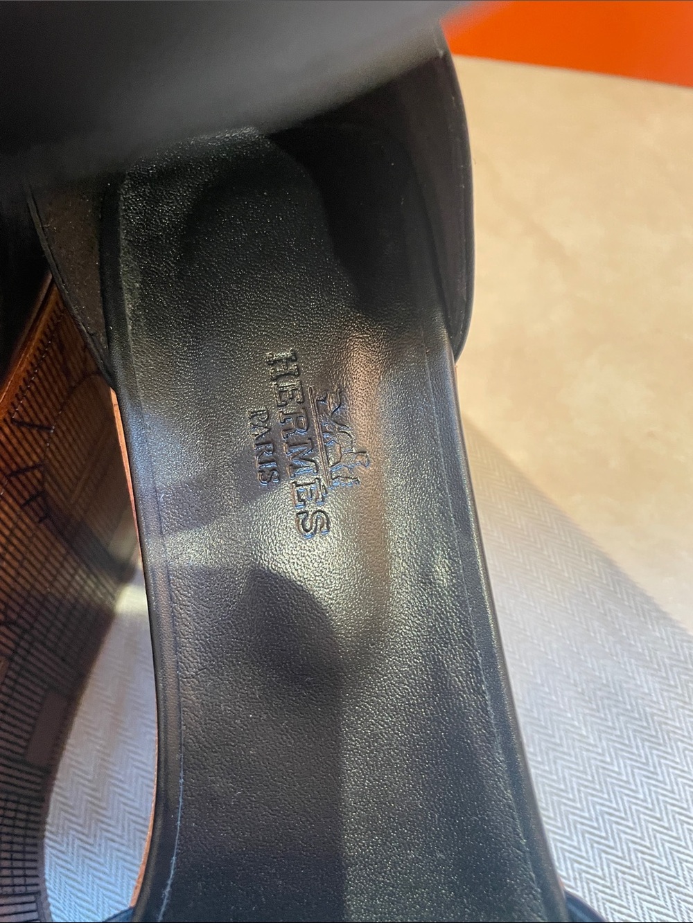 Hermes sandals femme illusion 35 Black Leather Ankle-Strap Platform Wedge - Picture 12 of 13